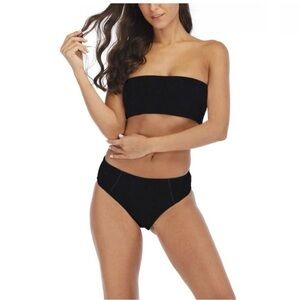 Sleek Black Bandeau Hi-Cut Bikini NWT